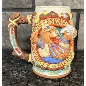 Enesco Moose Creek Crossing 3D Professional Party Animal Coffee Mug 1996 #188492